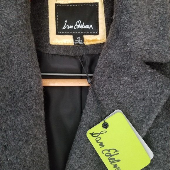 XS Sam Edelman Classic Grey Wool Trench Coat Single Breasted NWT-New! - Picture 5 of 14